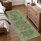 2x6 Vintage Runner Rug Low Pile Runners Non-Slip Machine Washable Rug Retro Distressed Print Lightweight Carpet for Hallway Kitchen Living Room Bedroom Laundry Room