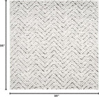 SAFAVIEH Adirondack Collection Area Rug - 8' Square, Ivory & Charcoal, Chevron Design, Non-Shedding & Easy Care, Ideal for High Traffic Areas in Living Room, Bedroom (ADR104N)
