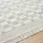 Mark&Day Wool Rugs, 4x6 Clinten Solid and Border Light Gray Checkered Rug, Grey Ivory Carpet for Living Room, Bedroom or Kitchen (3'6" x 5'6")