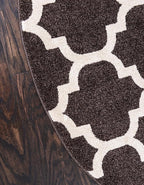 Rugs.com Lattice Collection Rug – 6 Ft Round Chocolate Brown Medium Rug Perfect for Kitchens, Dining Rooms