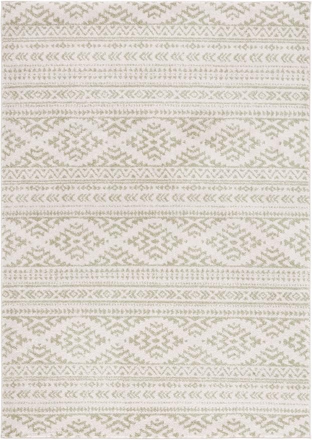 SAFAVIEH Tulum Collection Area Rug - 5'3" x 7'6", Ivory & Sage, Moroccan Boho Tribal Design, Non-Shedding & Easy to Clean, Ideal for Living Room, Bedroom, Dining Space (TUL272H)