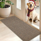 BEQHAUSE Dirt Trapper Door Mat 20" x 48", Non-Slip Washable Doormats Entrance Mat, Dirt Resistant and Absorbent Welcome Mat, Low Profile Floor Mats for Front Back Door and Entryway, Beige