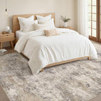 Nakagishi 8x10 Area Rugs Living Room: Washable Abstract Large Neutral Soft Rug Stain Resistant Modern Indoor Floor Non-Slip Carpet for Bedroom Nursery Kids Playroom Office Dining Room Dorm- Brown Grey
