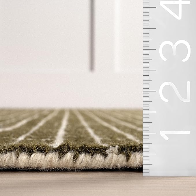 Rugs USA 3x5 Melrose Checked Wool Indoor Area Rug, Contemporary Farmhouse Moss/Ivory for Living Room, Bedroom, Office, Entryway, Hallway