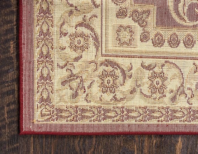 Unique Loom Versailles Collection Traditional Classic Medallion Floral Motif Area Rug (9' 0 x 12' 0 Rectangular, Burgundy/ Ivory)