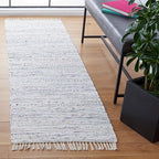 SAFAVIEH Rag Rug Collection Runner Rug - 2'3" x 12', Ivory & Multi, Handmade Boho Stripe Cotton, Ideal for High Traffic Areas in Living Room, Bedroom (RAR121G)