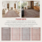 Kuden 2'6"x7' Runner Rug, Machine Washable Area Rug with Non-Slip Backing, Vintage Style, Soft, Easy Clean, Low Pile Rug for Hallway, Entryway, Kitchen, Bedroom