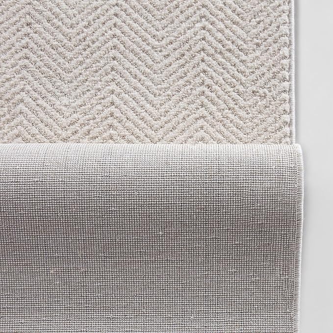Well Woven Custom Size Hallway & Stair Runner- Harlow Pompeii Ivory 27 Inches Wide x 14 Feet Long Runner (27" x 14') Runner Rug - Modern Chevron Pattern, Ultra-Soft, Easy-Clean