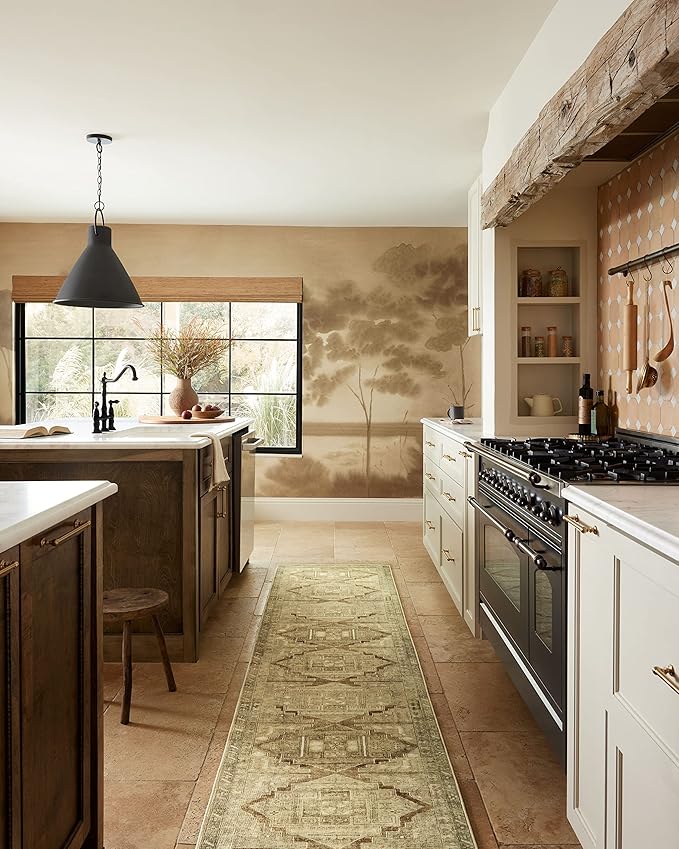 Loloi Magnolia Home by Joanna Gaines Sinclair Collection SIN-02 Khaki/Tobacco 2'-0" x 5'-0", .25" Pile Height, Machine Washable, Accent Rug
