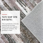 Modern Abstract 5x7 Machine Washable Area Rug Non-Slip Soft Bedroom Living Romm Rug Dark Light Brown White Ultra Thin Print Faux Wool Floor Carpet Throw Rugs for Dining Room Indoor Office