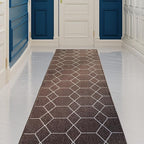 Custom Made Runner Rug for Kitchen Foyer Hallway Entry Choose Your Length Size 26 Inch Wide Geometric Lattice Design Brown Color (50 feet x 26 inch)