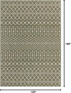 Unique Loom Outdoor Trellis Collection Area Rug - Tribal Trellis (10' x 14' 1" Rectangle, Green/ Natural)