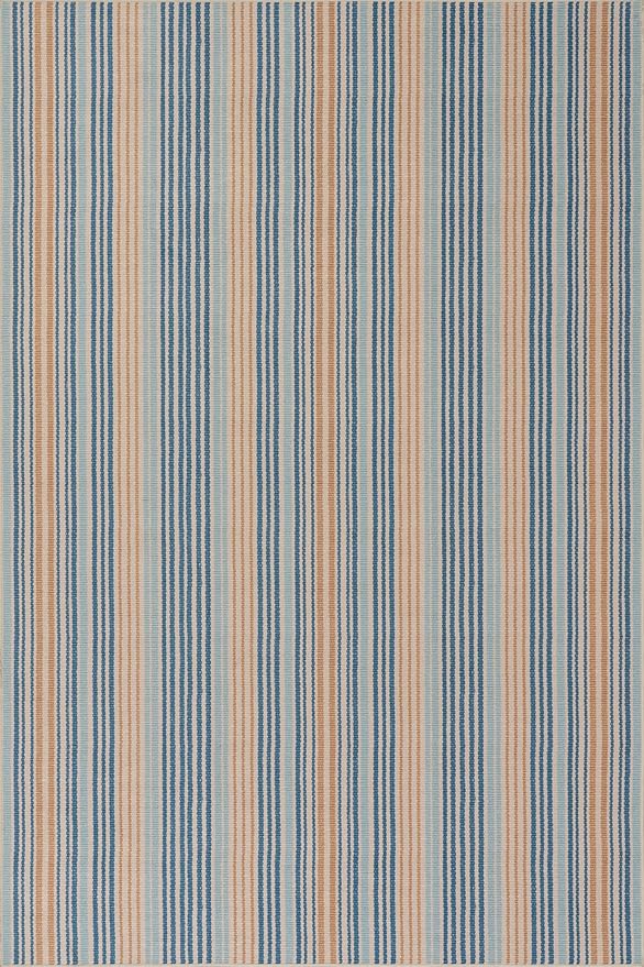Dash & Albert Tyne Blue Machine Washable Rug, 5 X 8 Feet, Blue/Tan Stripe Pattern