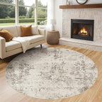 6ft Round Area Rug Living Room Rugs - 6x6 Washable Neutral Modern Abstract Soft Thin Rug Indoor Floor No Slip Rug Carpet for Bedroom Under Dining Table Home Office Decor - Dark Brown