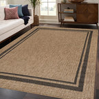 Beverly Rug Easy Jute Bordered Rug 5x7 Washable Durable Indoor Outdoor Area Rugs for Living Dining Room Patio Office Stain Resistant Non Shedding Casual Indoor Outside Carpet 5 x 7 Natural