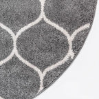 Rugs.com Lattice Frieze Collection Rug – 7' Round Dark Gray Medium Rug Perfect for Kitchens, Dining Rooms