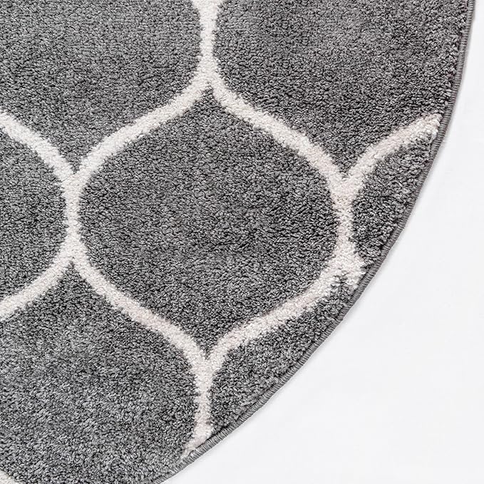 Rugs.com Lattice Frieze Collection Rug – 3' 3 x 5' 3 Oval Dark Gray Medium Rug Perfect for Living Rooms, Large Dining Rooms, Open Floorplans