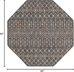 Unique Loom Outdoor Trellis Collection Area Rug - Tribal Trellis (5' 3" Octagon, Charcoal Gray/ Natural)
