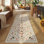 Vintage Medallion Floral Kitchen Runner 2x6, Machine Washable Rug, Soft Low Pile, Non-Slip Carpet for Hallways, Laundry, Bedroom, Bathroom, Entryway | Beige