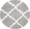 SAFAVIEH Dallas Shag Collection Area Rug - 6' Round, Grey & Ivory, Trellis Design, Non-Shedding & Easy Care, 1.5-inch Thick Ideal for High Traffic Areas in Living Room, Bedroom (SGD257G)