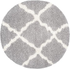 SAFAVIEH Dallas Shag Collection Area Rug - 6' Round, Grey & Ivory, Trellis Design, Non-Shedding & Easy Care, 1.5-inch Thick Ideal for High Traffic Areas in Living Room, Bedroom (SGD257G)