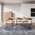 DUKINO 9x12 Area Rugs, Non Slip Distressed Living Room Rugs, Soft Large Washable Area Rugs with Low Pile & No Shedding, Faux Wool Rugs for Bedroom Aesthetic, Dining Room, Blue