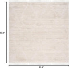 SAFAVIEH Marrakech Collection Area Rug - 6'7" Square, Beige, Moroccan Boho Tribal Tassel Design, Non-Shedding & Easy Care, Ideal for High Traffic Areas in Living Room, Bedroom (MRK517C)