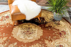 Rugs.com Chateau Collection Rug – 8 Ft Round Brick Red Medium Rug Perfect for Kitchens, Dining Rooms
