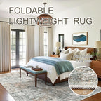 Abstract Rug 8x10 Large Living Room Rugs Neutral Modern Washable Area Rugs for Bedroom Dining Room Non-Slip Stain Resistant Foldable Thin Rug Orange Grey