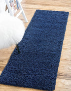 Unique Loom Solid Shag Collection Area Rug (2' 6" x 19' 8" Runner, Sapphire Blue/ Navy Blue)