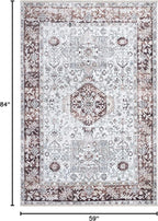 Bloom Rugs Caria Washable Non-Slip 5x7 Rug - Beige/Brown Traditional Area Rug for Living Room, Bedroom, Dining Room, and Kitchen - Exact Size: 5' x 7'