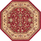 Unique Loom Sialk Hill Collection Area Rug - Washington (5' 3" Octagon Burgundy/Cream)