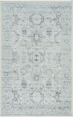 GLN Rugs Traditional Collection - Machine Washable Area Rug, Traditional Washable, Non Slip, Low Pile Chenille Rug, Living Room, Bedroom, Kitchen Rug (2' x 3' Cream/Gray/Sea Salt)