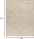 Hauteloom Nakia Bohemian Vintage Medallion Area Rug - Damask Floral Fade Look Carpet for Living Room, Bedroom - Farmhouse - Ivory, Cream, Medium Brown - 9'11" x 14'