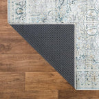 Bloom Rugs Washable Non-Slip 5' x 7' Rug - Cream/Light Blue/Teal Traditional Medallion Area Rug for Living Room, Bedroom, Dining Room, and Kitchen - Exact Size: 5' x 7'