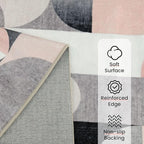 5x7 Area Rugs Pink Washable Rug for Living Room Bedroom,Large Modern Non Slip Carpet for Dining Room Farmhouse Office,Blush Grey Black