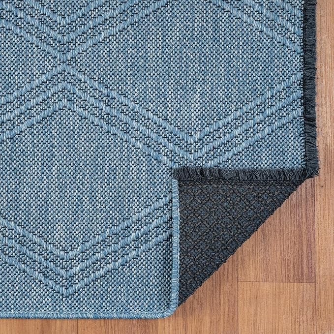 LUXE WEAVERS Modern Farmhouse Blue 6x9 Washable Area Rug, Anti-Slip Diamond Pattern Carpet