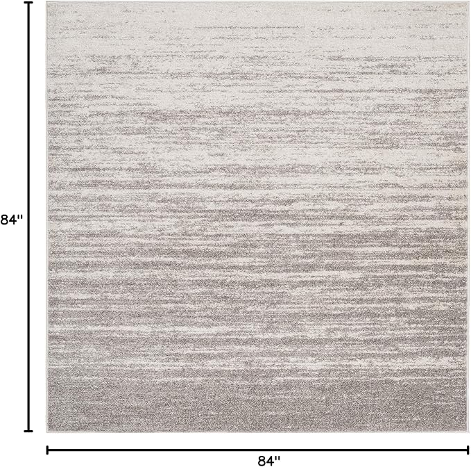 SAFAVIEH Adirondack Collection Area Rug - 7' Square, Light Grey & Grey, Modern Ombre Design, Non Shedding & Easy to Clean, Ideal for Living Room, Bedroom, Office, Dining Space (ADR113C)