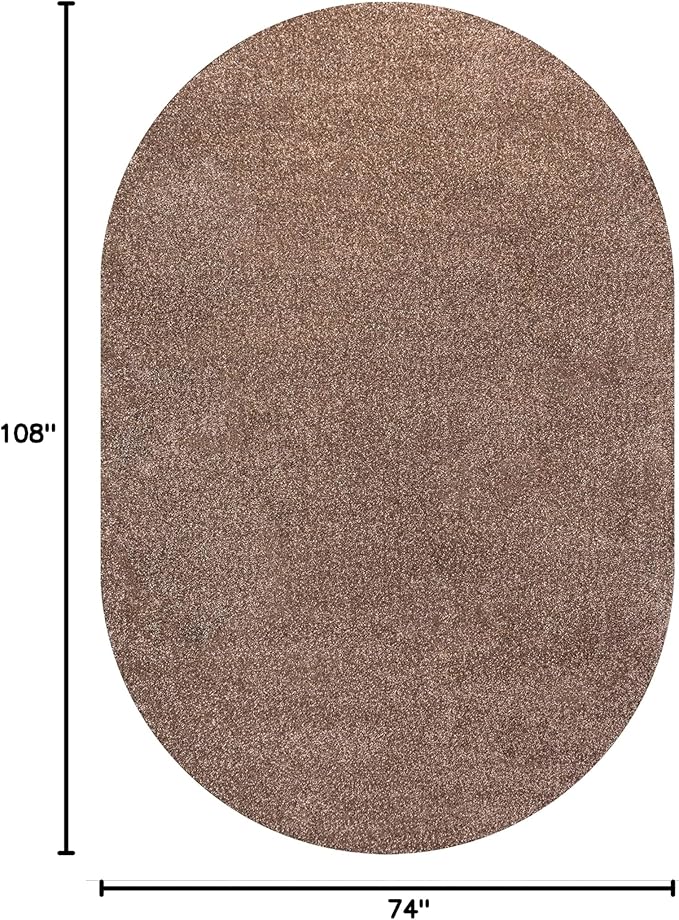JONATHAN Y Haze Solid Low-Pile Brown 6x9 Oval Indoor Area Rug, Coastal,Bohemian,Minimalist,Classic, Easy-Cleaning for Living Room,Bedroom,Kitchen,Pet Friendly,Non-Shedding (SEU100J-6OV)