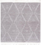 SAFAVIEH Marrakech Collection Area Rug - 8' Square, Grey, Moroccan Boho Tribal Tassel Design, Ideal for High Traffic Areas in Living Room, Bedroom, Dining (MRK517F-8SQ)