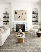 Loloi Layla Collection LAY-13 Antique/Moss 9'-0" x 12'-0" .13" Thick Area Rug, Soft, Durable, Vintage Inspired, Distressed, Low Pile, Non-Shedding, Easy Clean, Printed, Living Room Rug