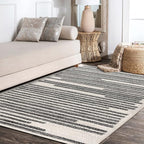 JONATHAN Y Khalil Modern Berber Stripe Cream/Black Indoor Area Rug, 3x5, Contemporary, Bohemian, Easy-Cleaning for Living Room, Bedroom, Kitchen, Pet Friendly, Non-Shedding (MOH207A-3)