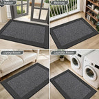 BEQHAUSE Indoor Door Mat 20" x 32", Dirt Trapper Door Mats Non-Slip Entryway Rugs Washable, Resist Dirt Absorbent Welcome Mat, Low Profile Floor Mats for Front Back Door and Entryway, Charcoal