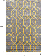 Marilyn Monroe Glam Collection Area Rug - Trellis (6' 1" x 9' Rectangle, Gray Gold/ Gold)