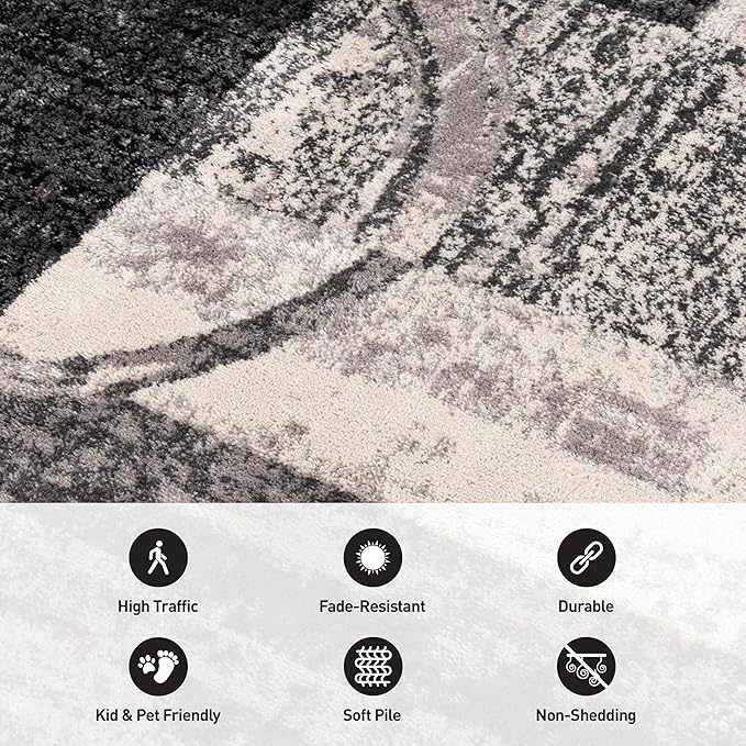 Rugshop Contemporary Circle Design Area Rug, Fade-Resistant Carpet for Bedroom, Dining Room, or Home Office, Cream, 6'6" x 9'