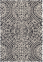 Dash & Albert Temple Charcoal Hand Micro Hooked Wool Rug, 8.5 X 11.5 Feet, Grey Geometric Pattern