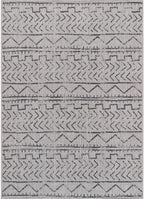 Beverly Rug Waikiki Indoor Outdoor Rug 6x9, Washable Outside Carpet for Patio, Deck, Porch, Trellis Area Rug, Water Resistant, Dark Grey - Light Grey