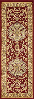 Unique Loom Versailles Collection Traditional Classic Medallion Floral Motif Area Rug (2' 2 x 6' 0 Runner, Burgundy/ Ivory)
