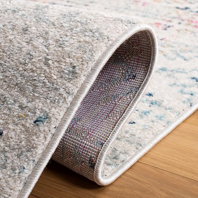 SAFAVIEH Tulum Collection Area Rug - 10' Square, Ivory & Blue, Moroccan Boho Tribal Design, Non-Shedding & Easy to Clean, Ideal for Living Room, Bedroom, Dining Space (TUL272C)