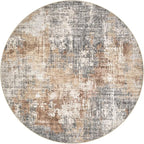 5ft Round Area Rug Living Room Rugs - 5x5 Washable Large Soft Indoor Neutral Modern Abstract Low Pile Rug Carpet for Bedroom Dining Room Farmhouse Home Office - Grey Brown